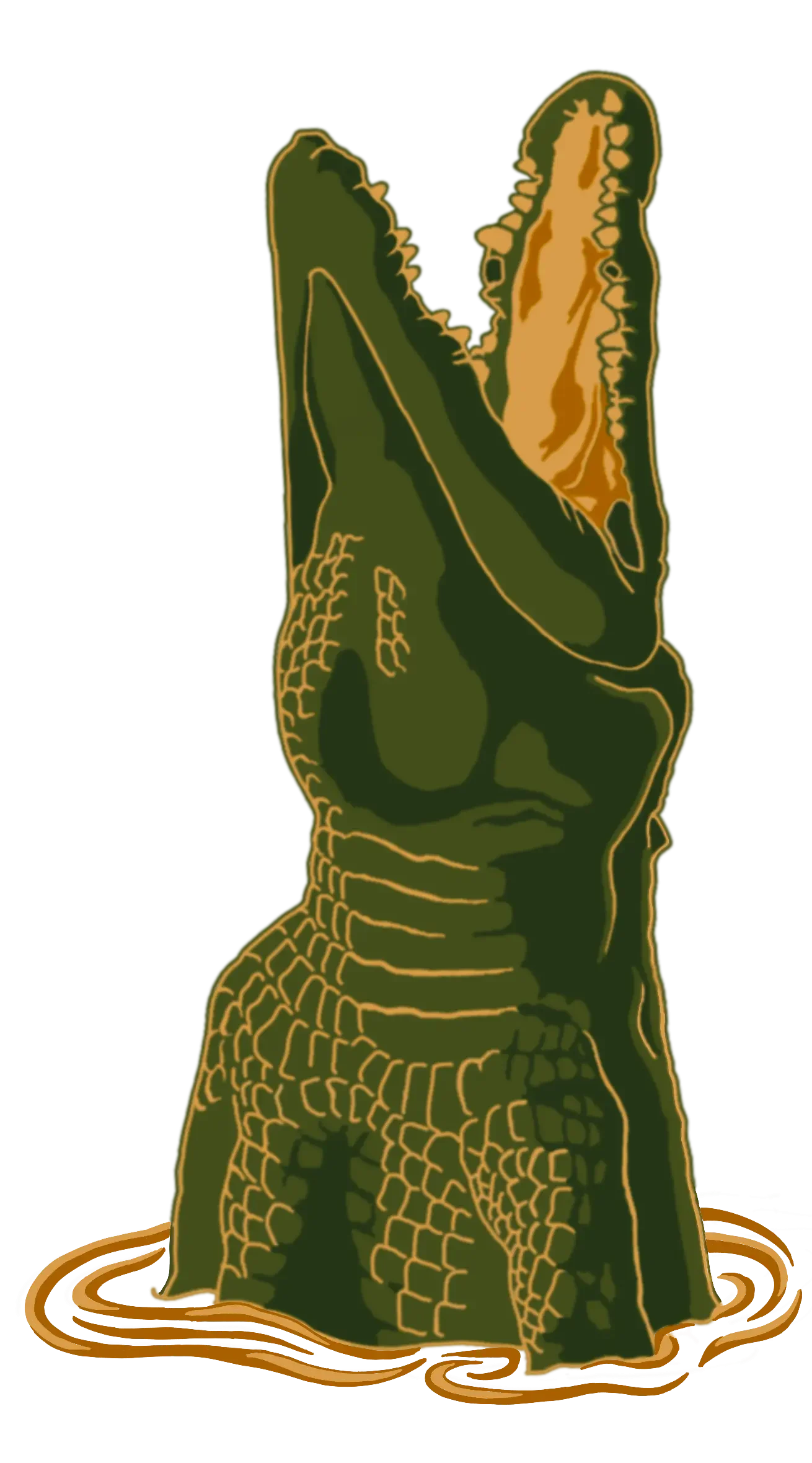 Illustration of a crocodile with open mouth.